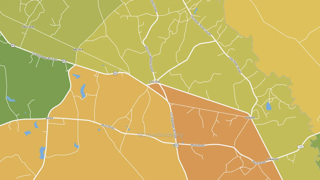 Stilson, GA Map of Burglary Rates