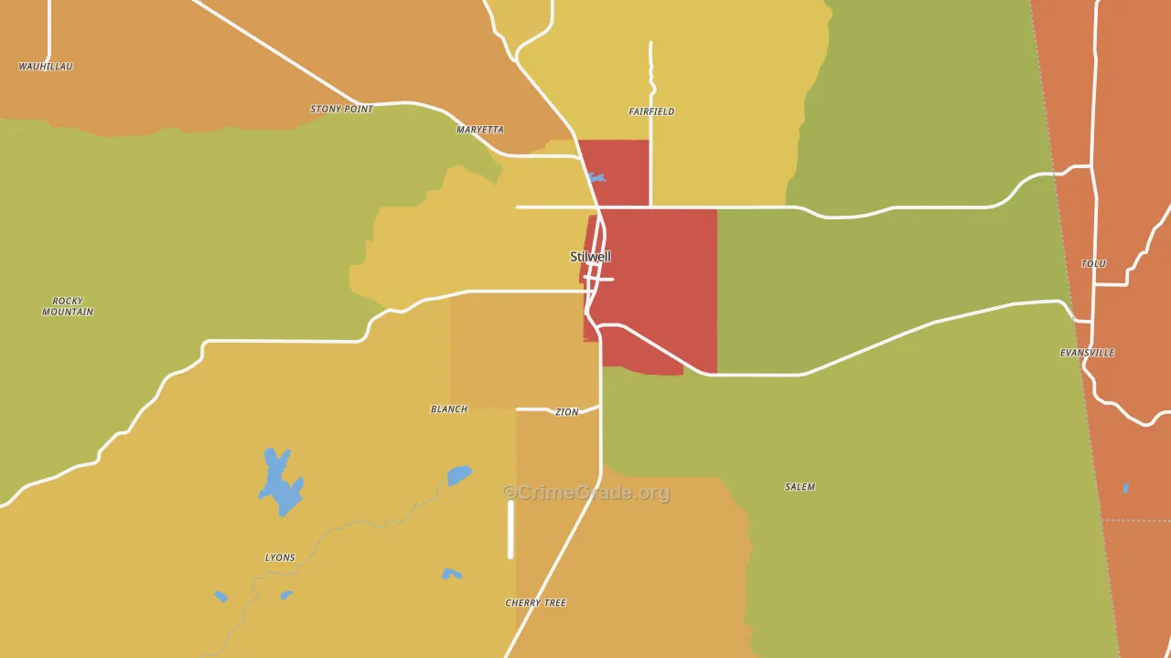 Stilwell, OK Map of Burglary Rates