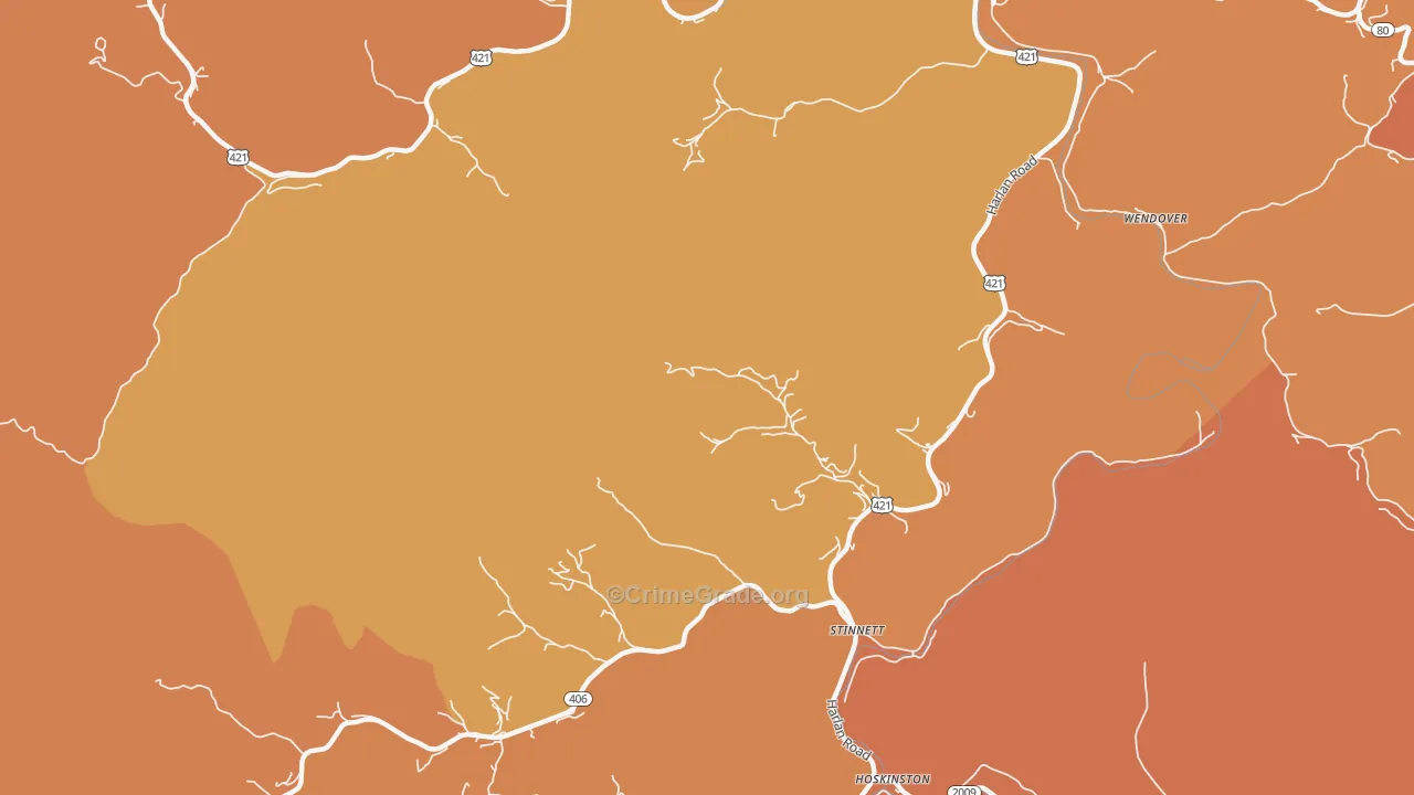 Stinnett, KY Map of Burglary Rates