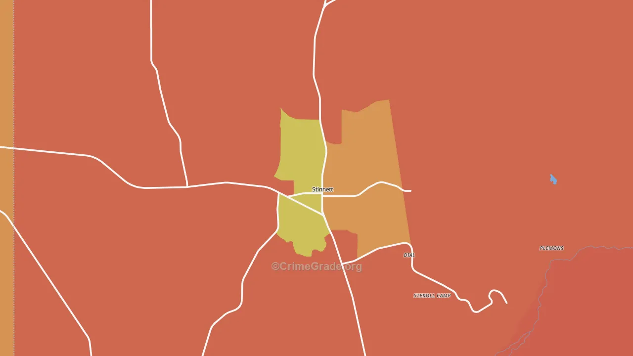 Stinnett, TX Map of Burglary Rates
