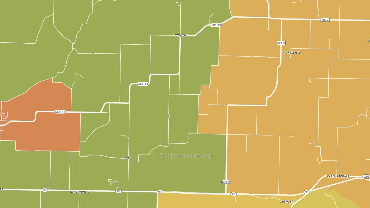Stinson, MO Map of Burglary Rates