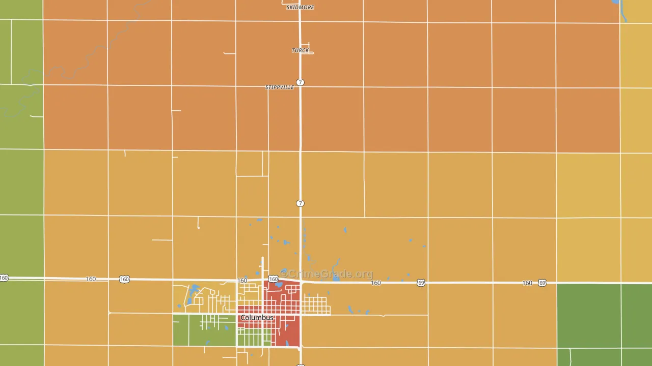 Stippville, KS Map of Burglary Rates