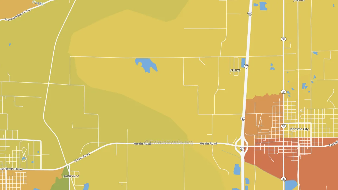 Stiritz, IL Map of Burglary Rates