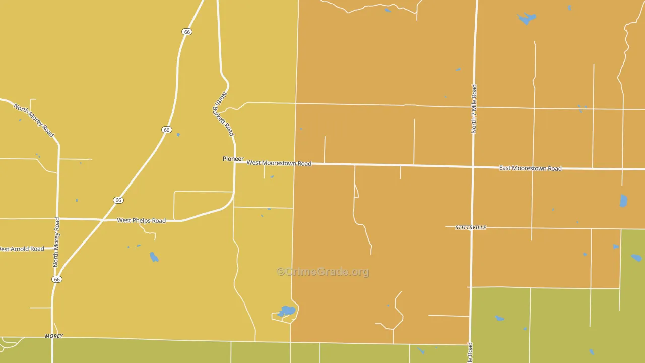 Stittsville, MI Map of Burglary Rates