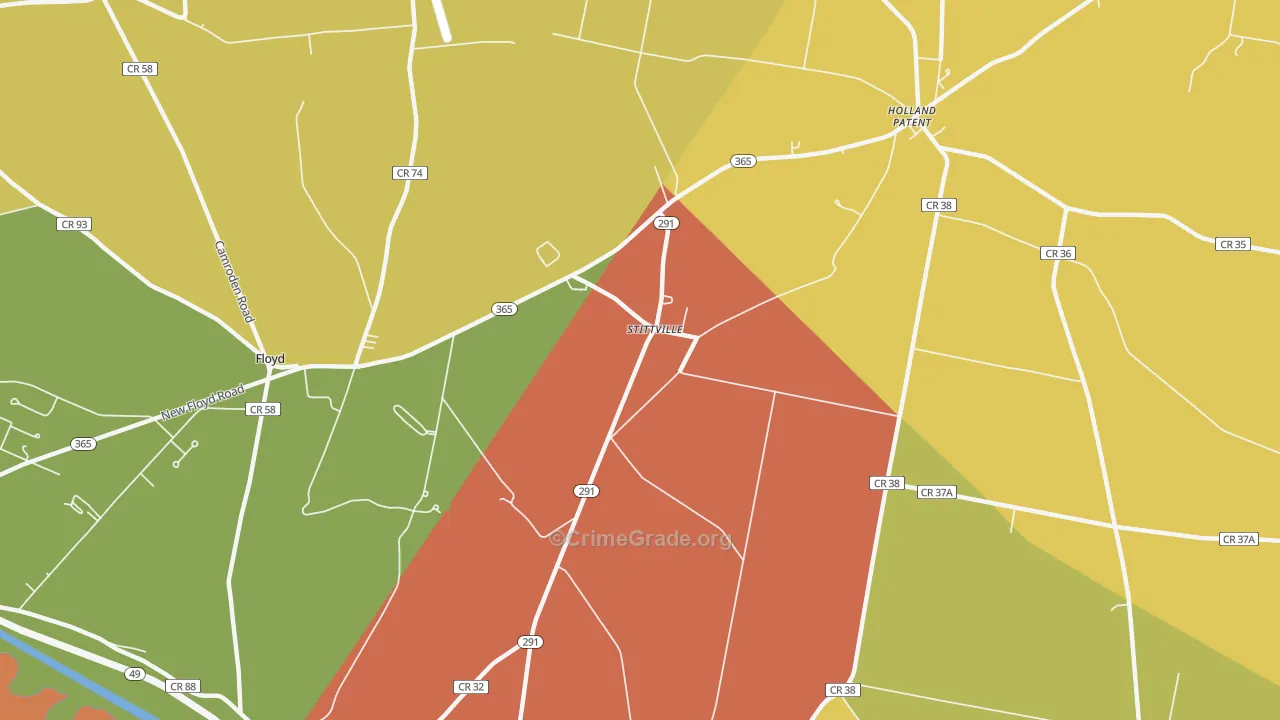 Stittville, NY Map of Burglary Rates