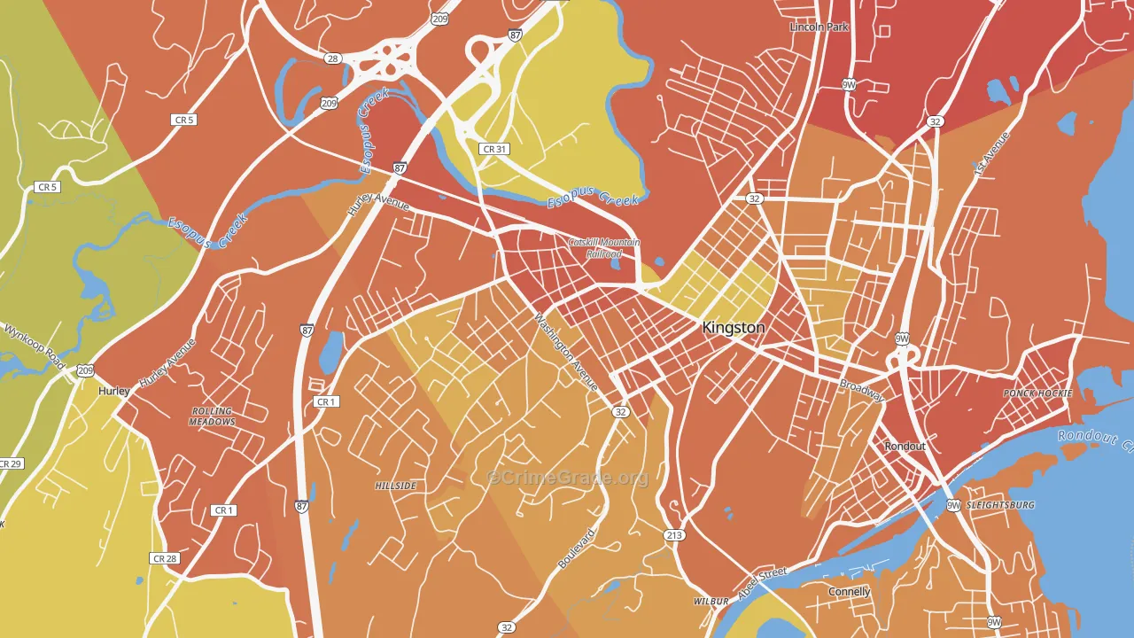 Stockade District, Kingston, NY Map of Burglary Rates