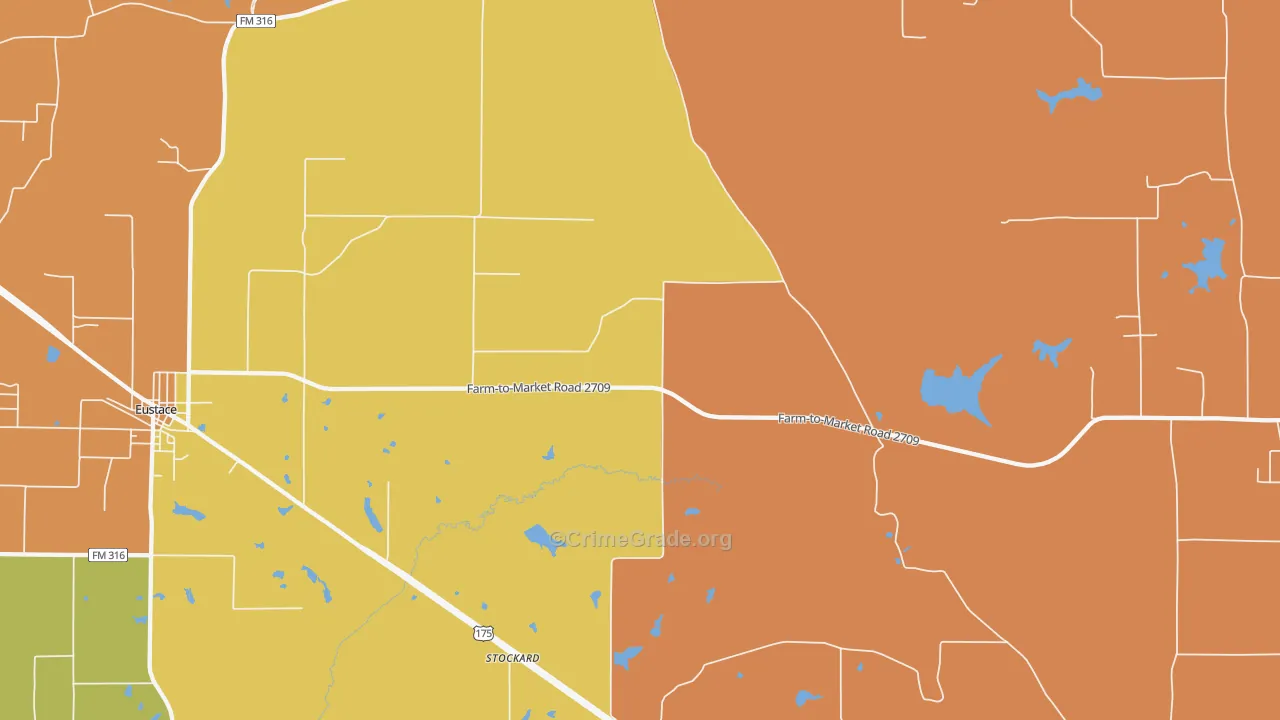 Stockard, TX Map of Burglary Rates