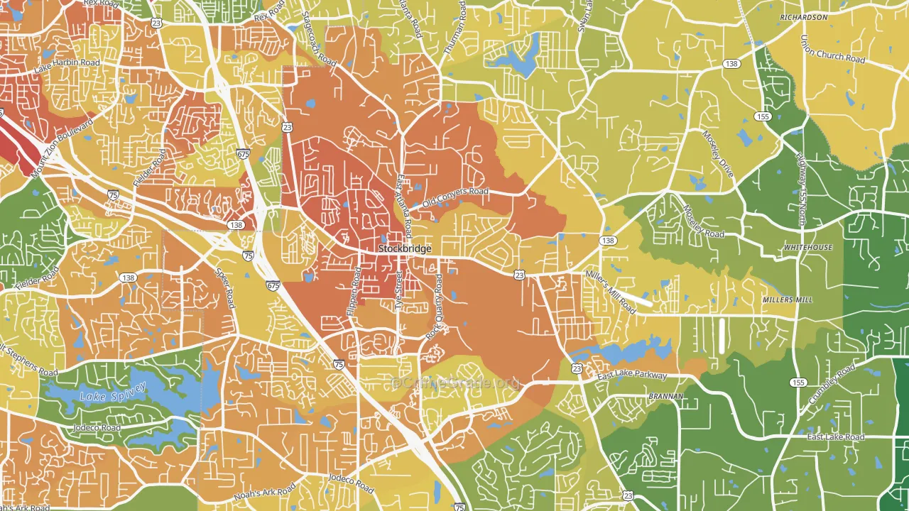 Stockbridge, GA Map of Burglary Rates