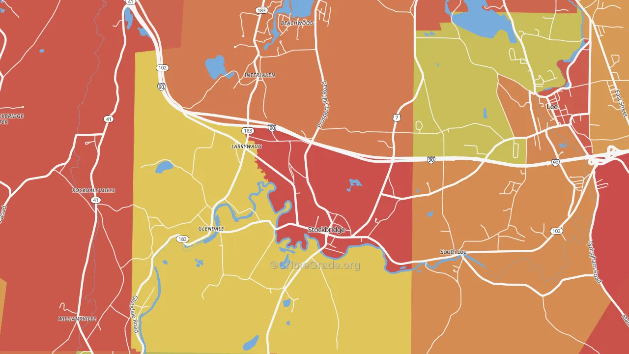 Stockbridge, MA Map of Burglary Rates