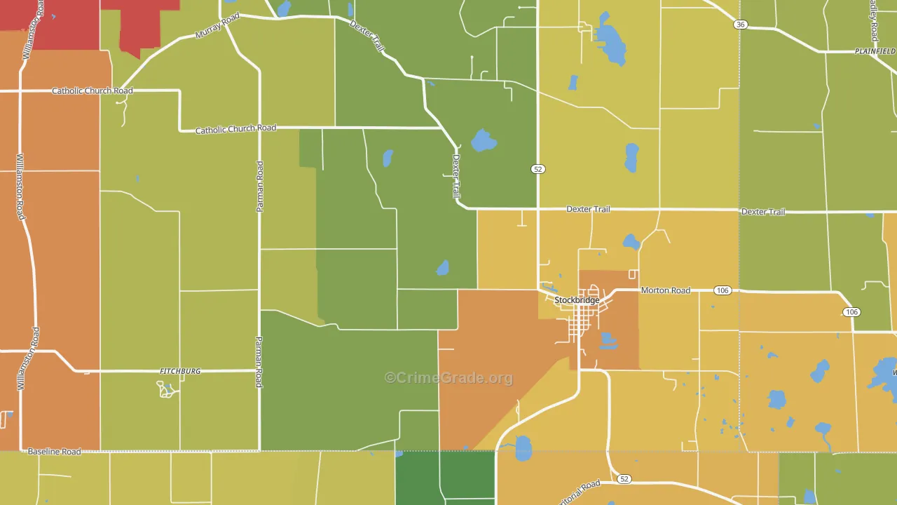 Stockbridge, MI Map of Burglary Rates