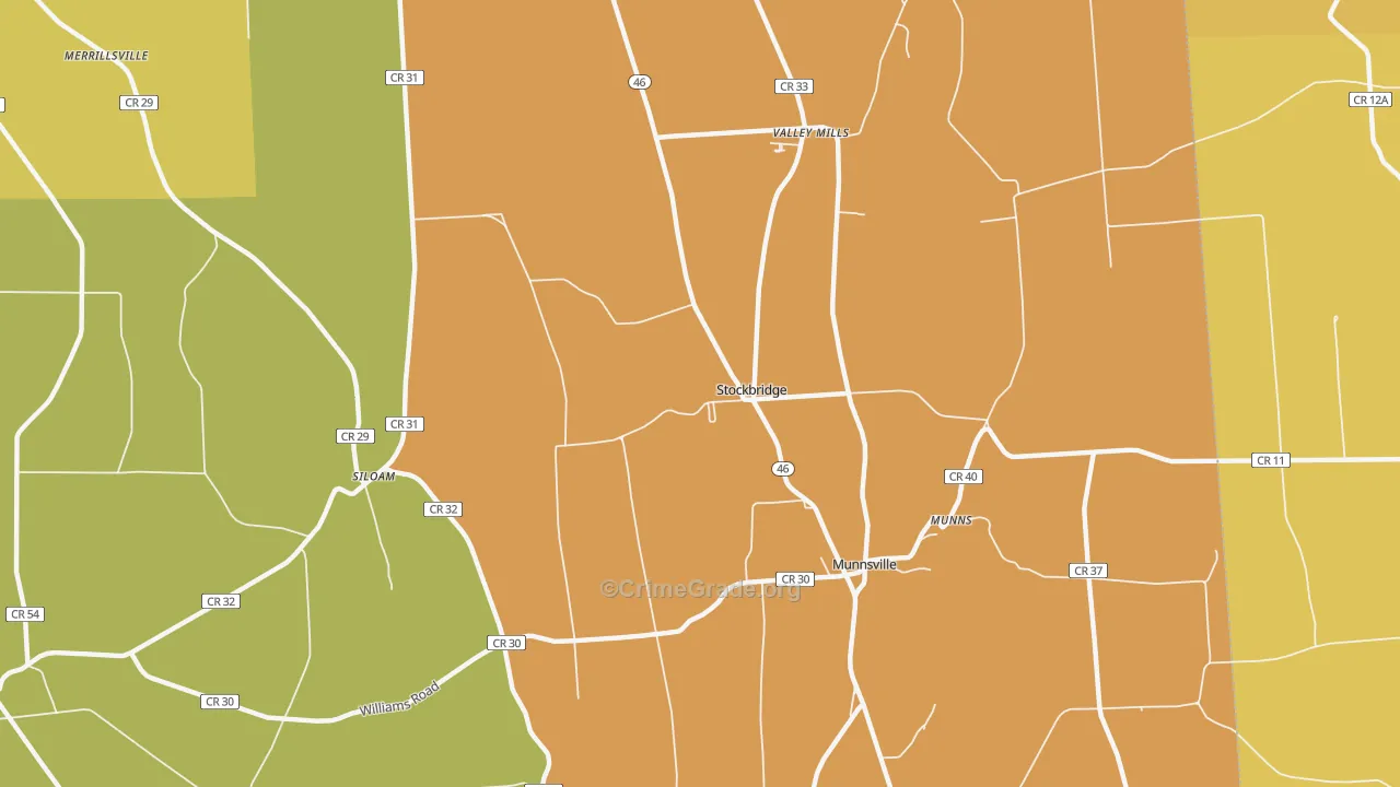 Stockbridge, NY Map of Burglary Rates