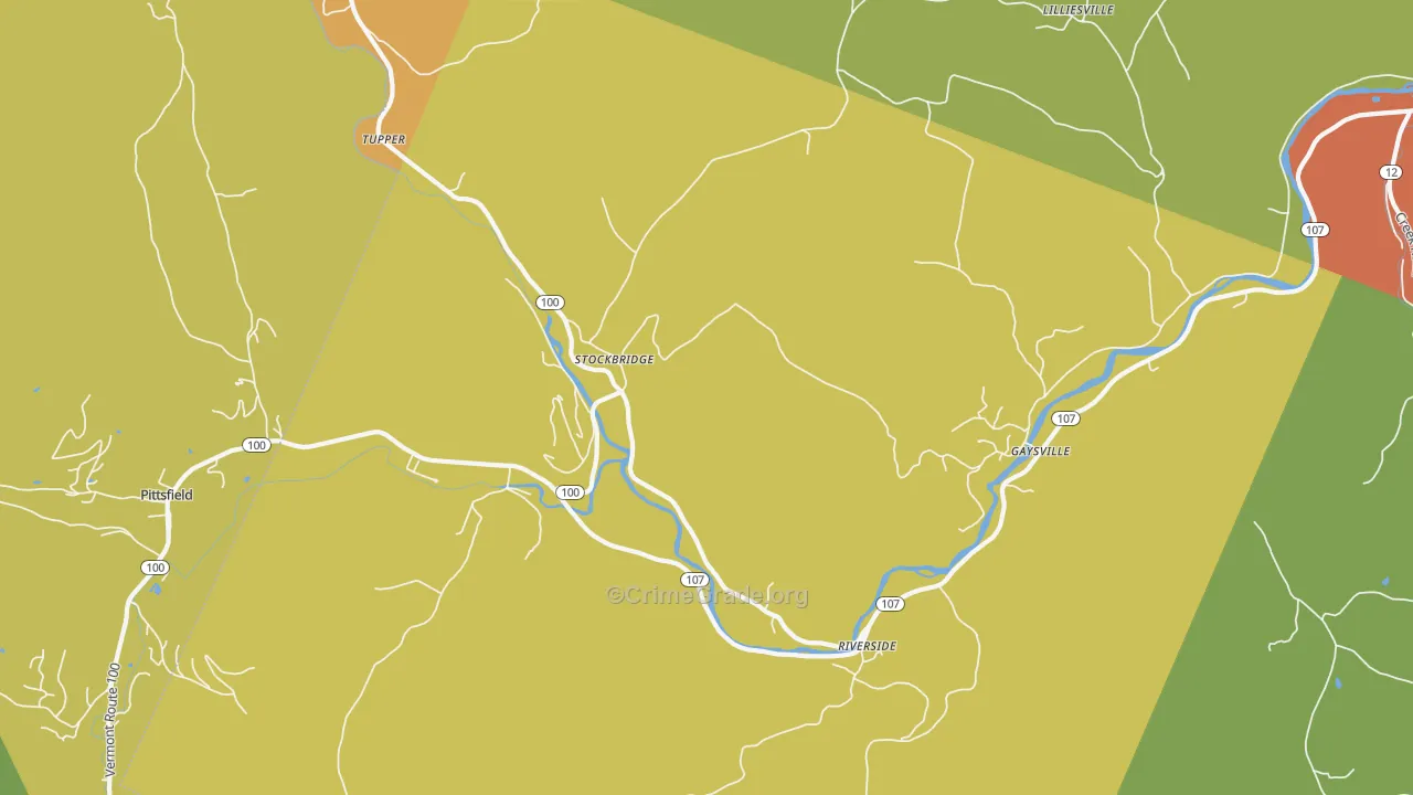 Stockbridge, VT Map of Burglary Rates