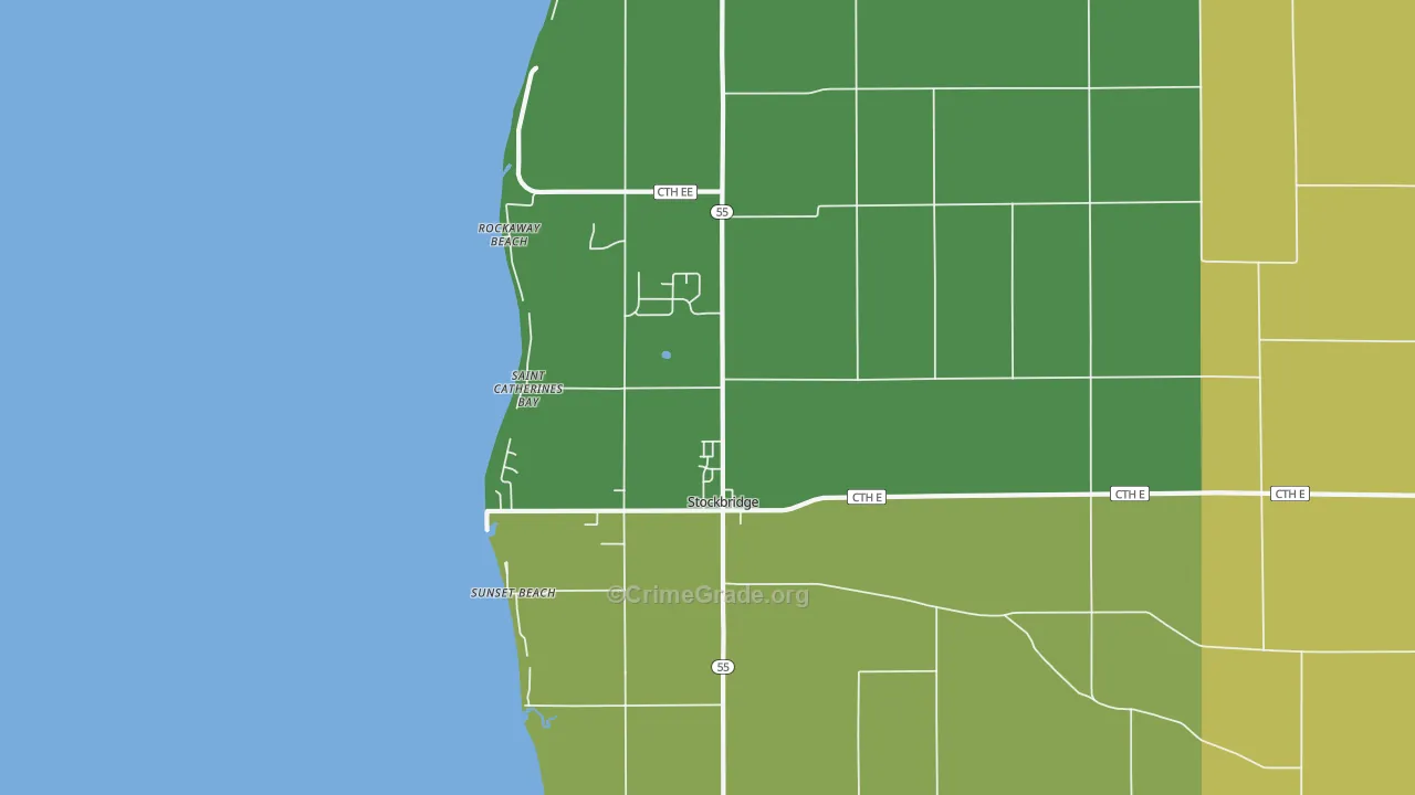 Stockbridge, WI Map of Burglary Rates