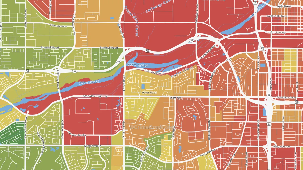 Stockdale Greens, Bakersfield, CA Map of Burglary Rates