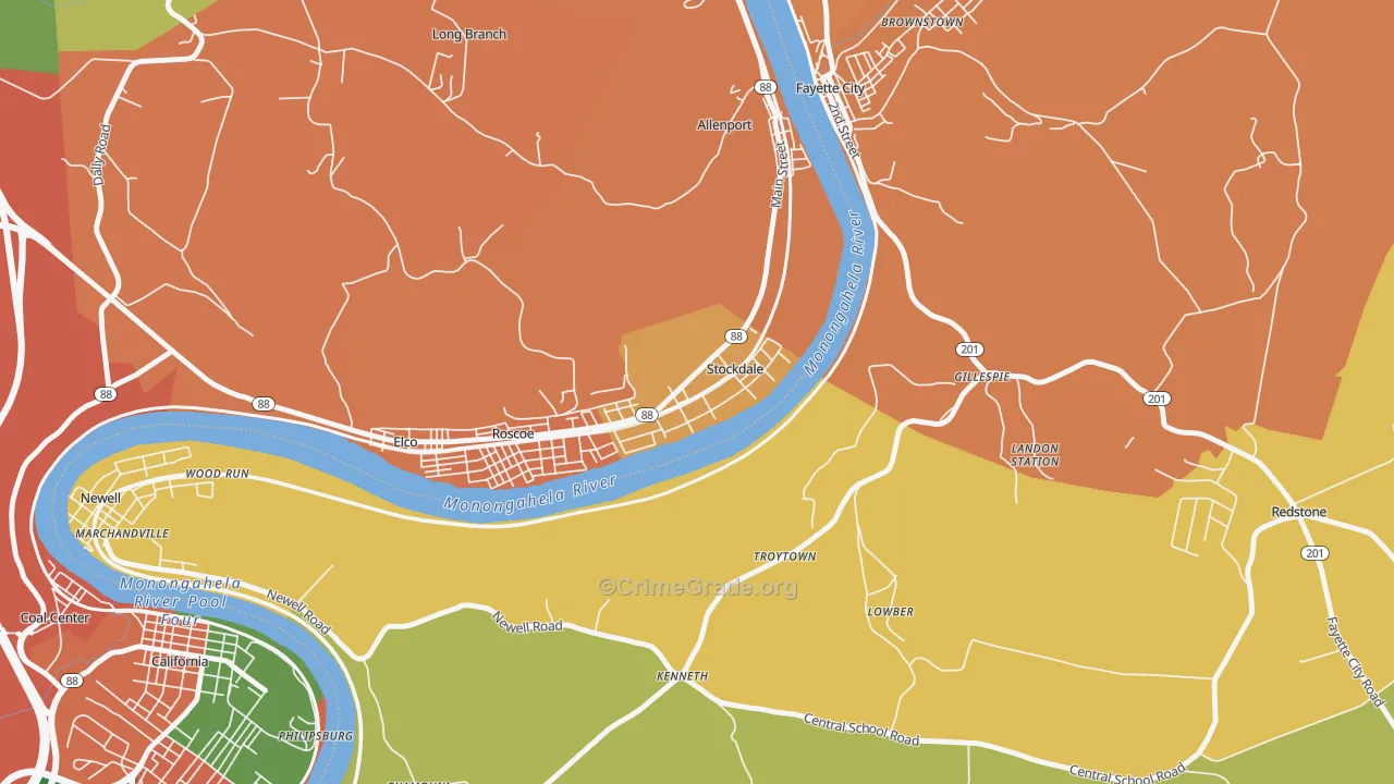 Stockdale, PA Map of Burglary Rates