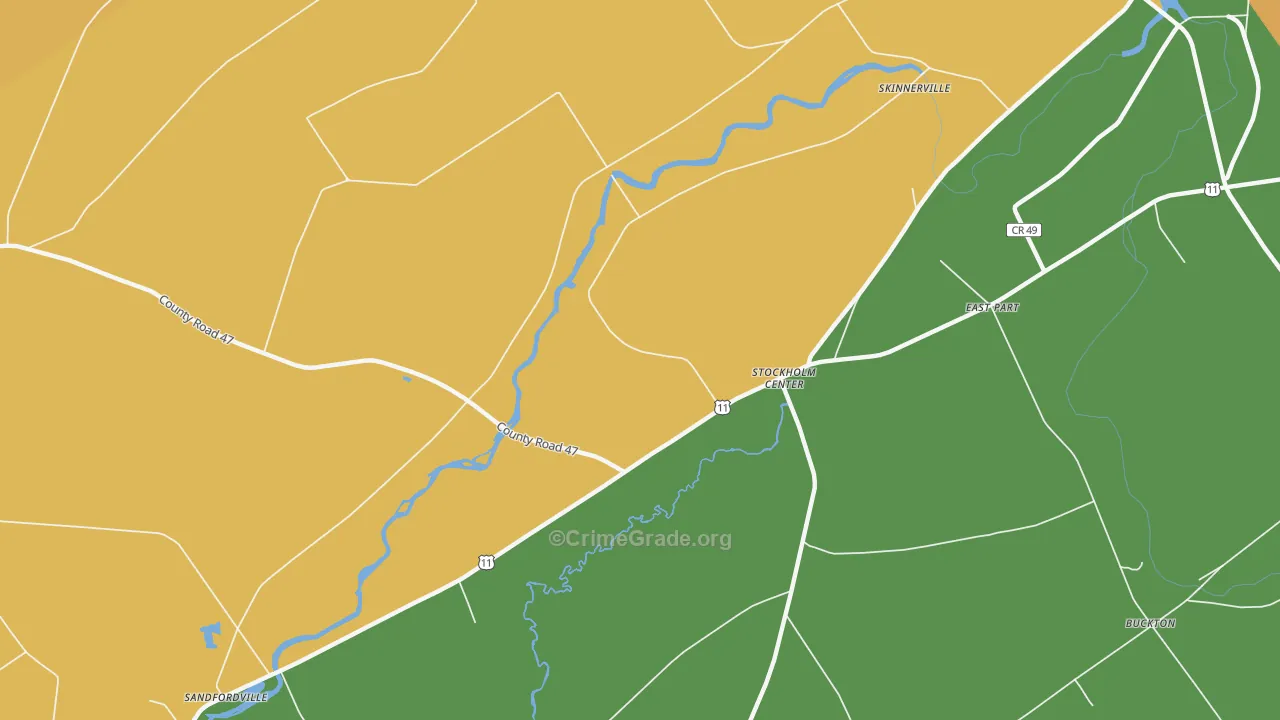 Stockholm Center, NY Map of Burglary Rates