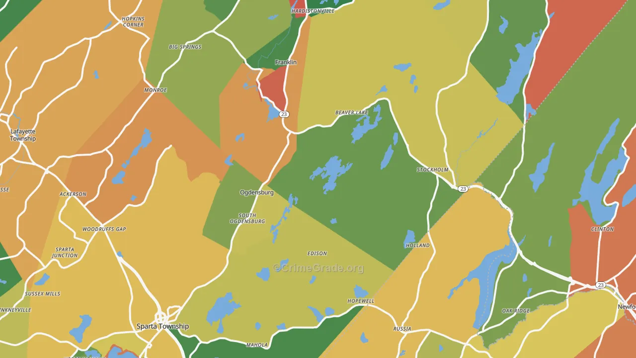 Stockholm, NJ Map of Burglary Rates