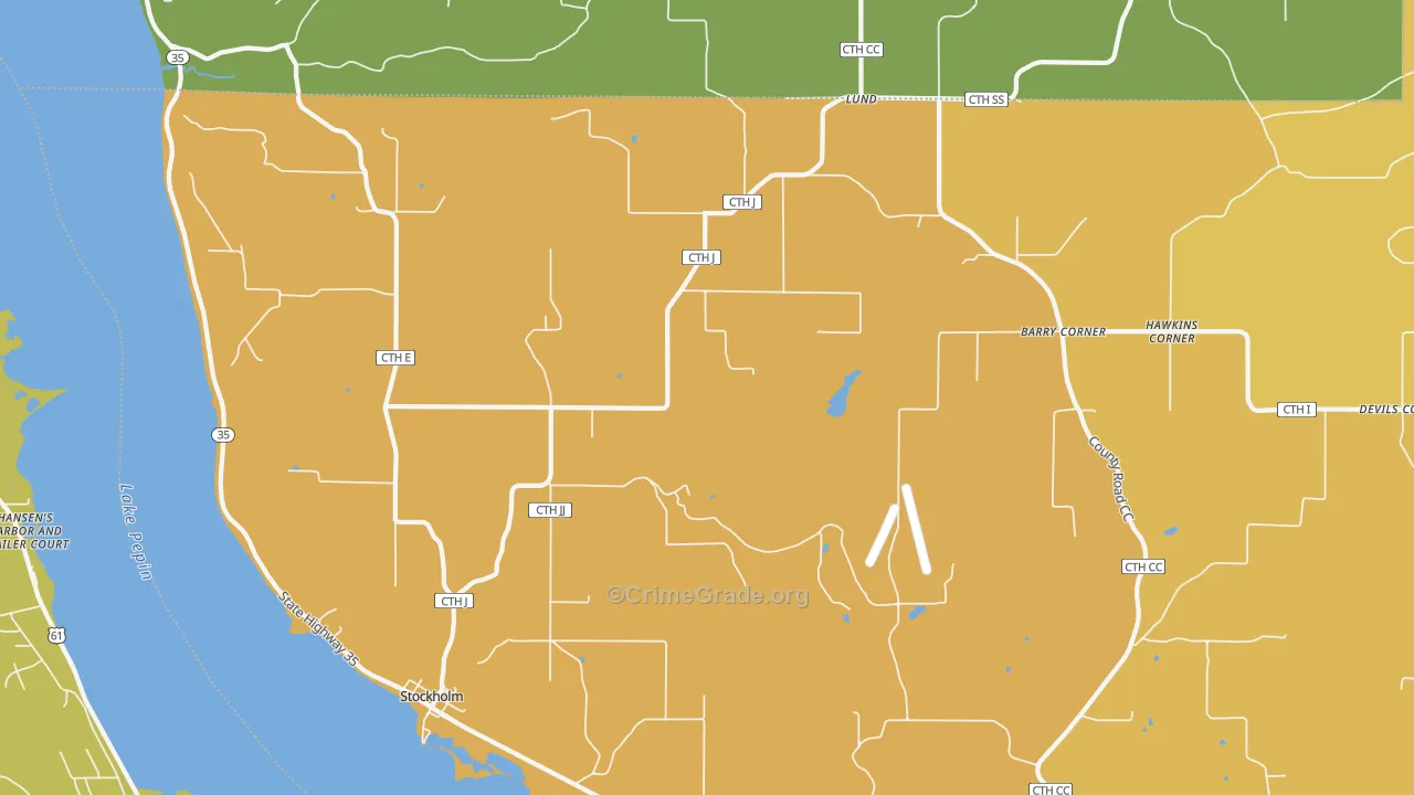 Stockholm, WI Map of Burglary Rates