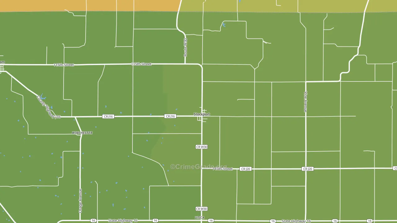 Stockport, IA Map of Burglary Rates