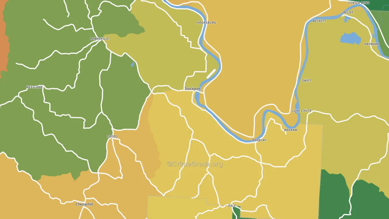 Stockport, OH Map of Burglary Rates