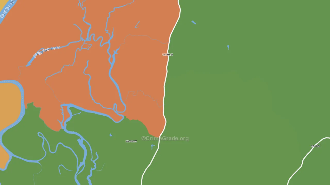 Stockton, AL Map of Burglary Rates