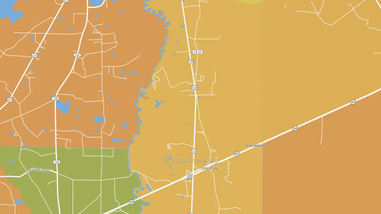 Stockton, GA Map of Burglary Rates