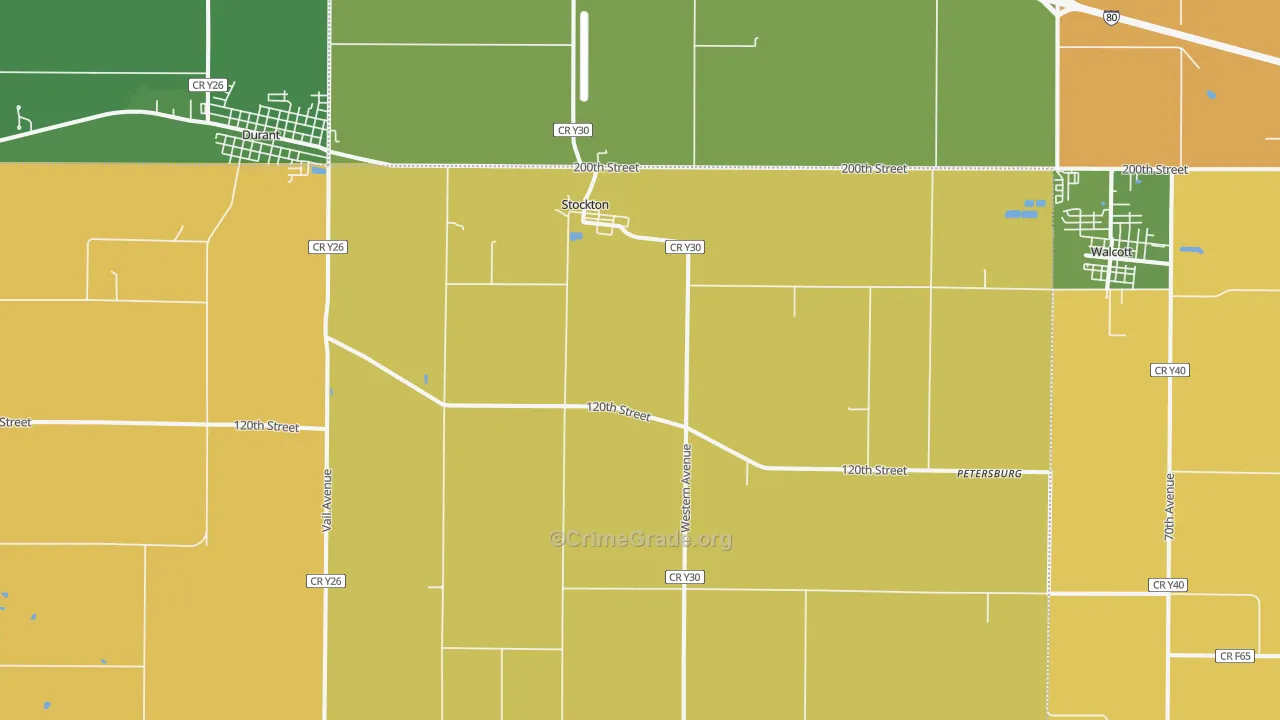 Stockton, IA Map of Burglary Rates