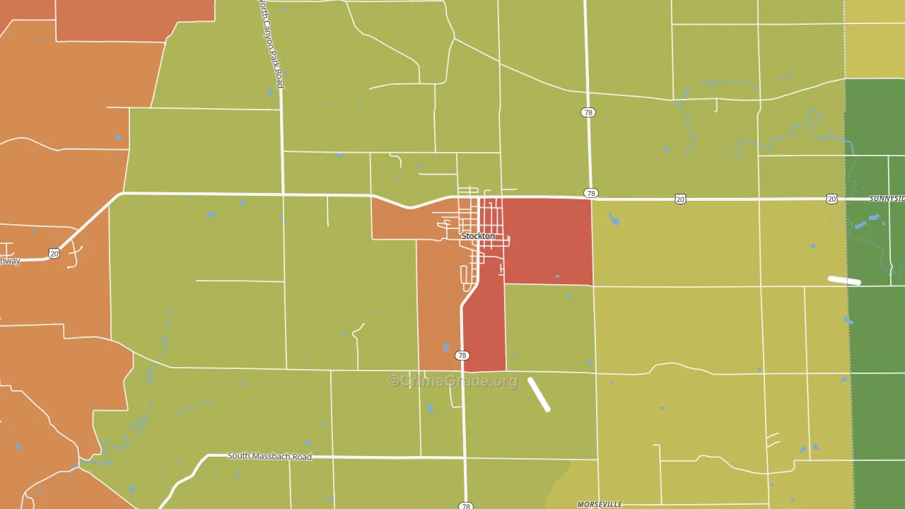 Stockton, IL Map of Burglary Rates