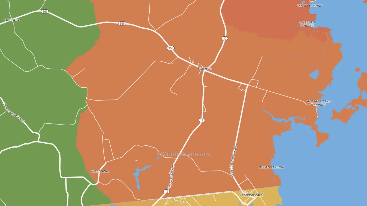 Stockton, MD Map of Burglary Rates