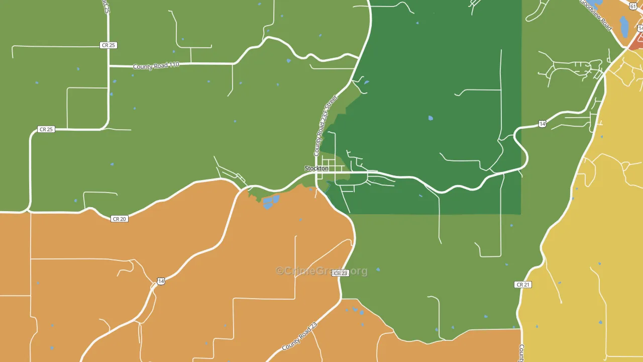 Stockton, MN Map of Burglary Rates