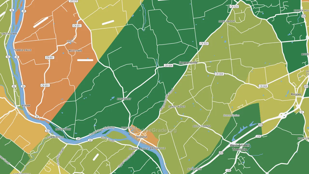 Stockton, NJ Map of Burglary Rates