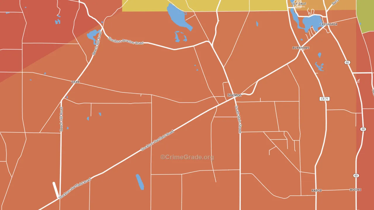 Stockton, NY Map of Burglary Rates