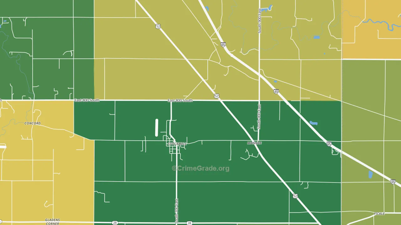 Stockwell, IN Map of Burglary Rates