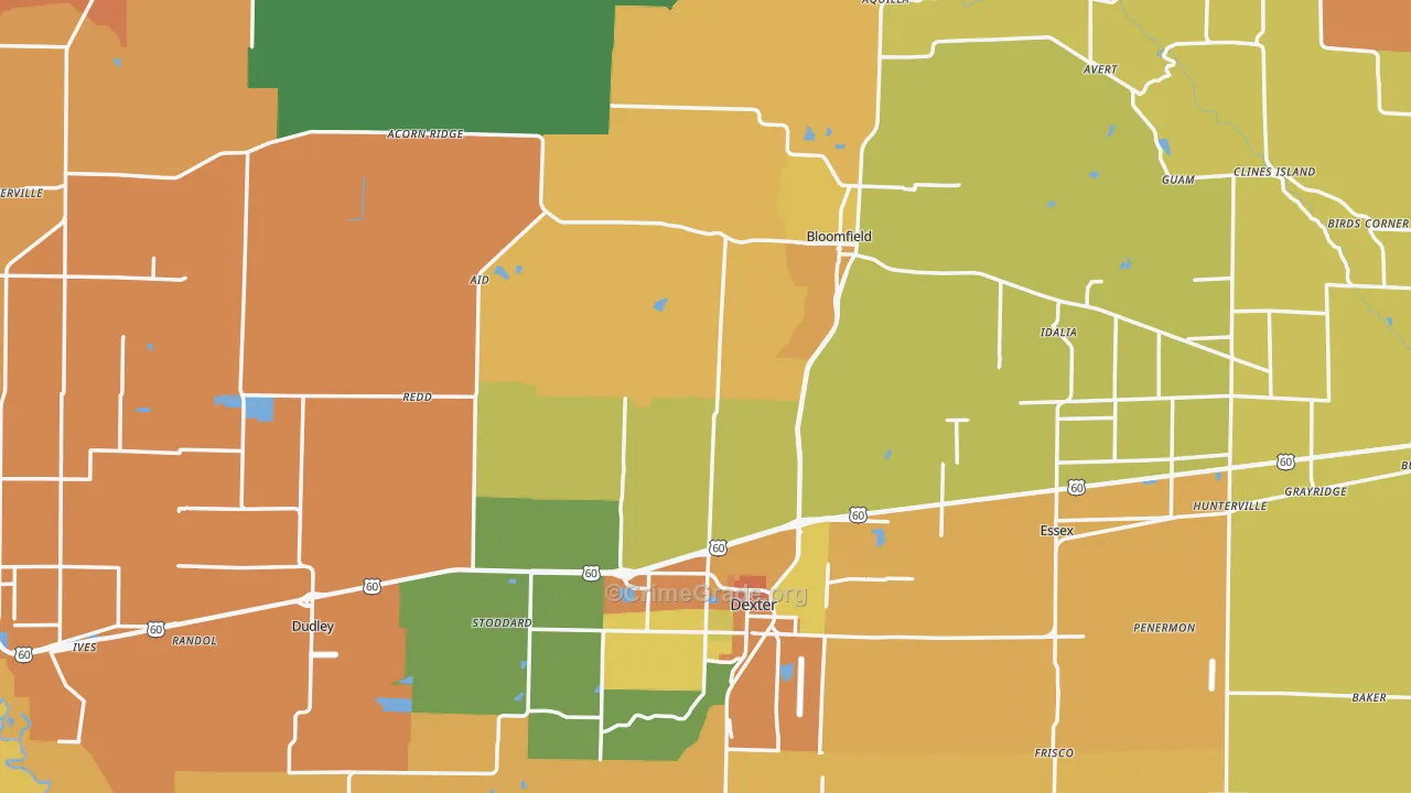 Stoddard County, MO Map of Burglary Rates