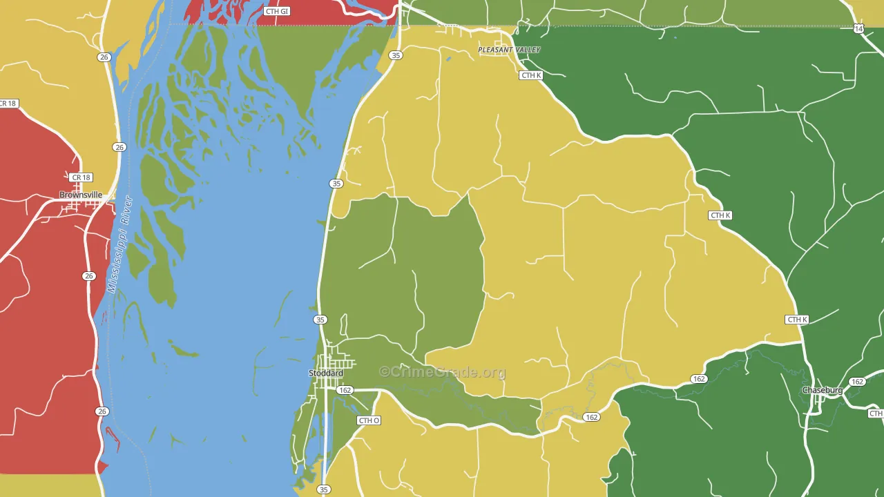 Stoddard, WI Map of Burglary Rates