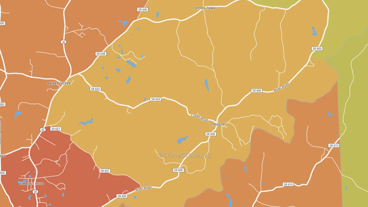 Stoddert, VA Map of Burglary Rates