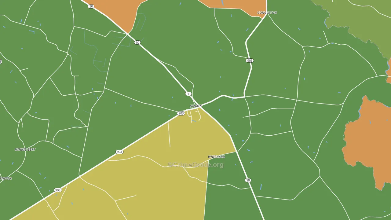 Stokes, NC Map of Burglary Rates