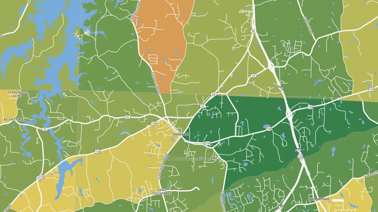 Stokesdale, NC Map of Burglary Rates