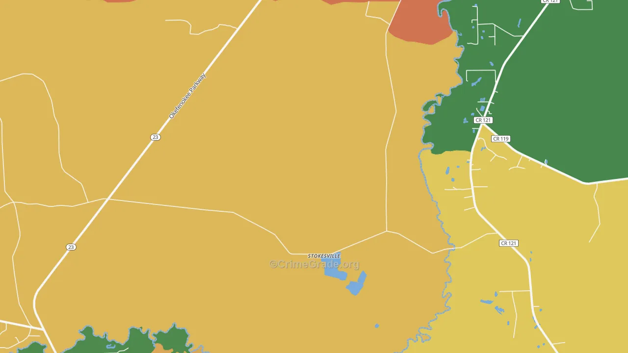 Stokesville, GA Map of Burglary Rates