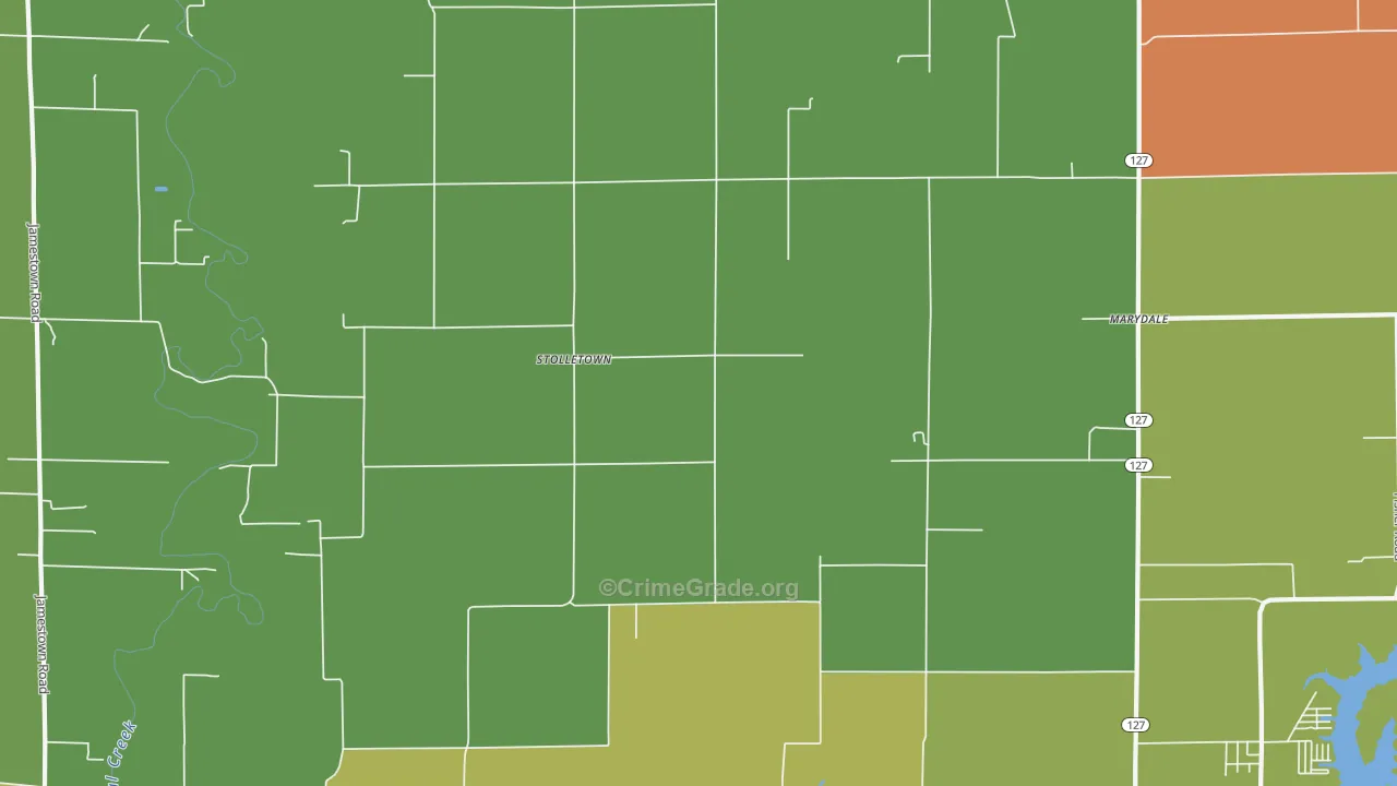Stolletown, IL Map of Burglary Rates