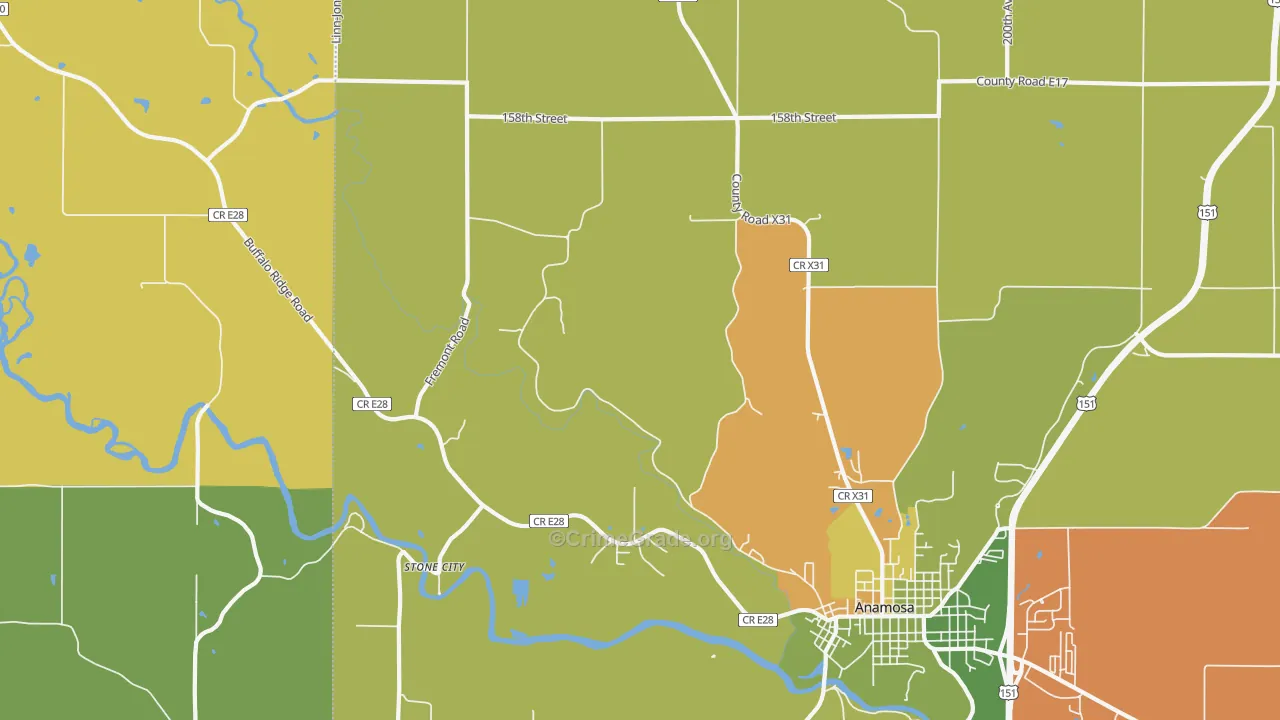 Stone City, IA Map of Burglary Rates