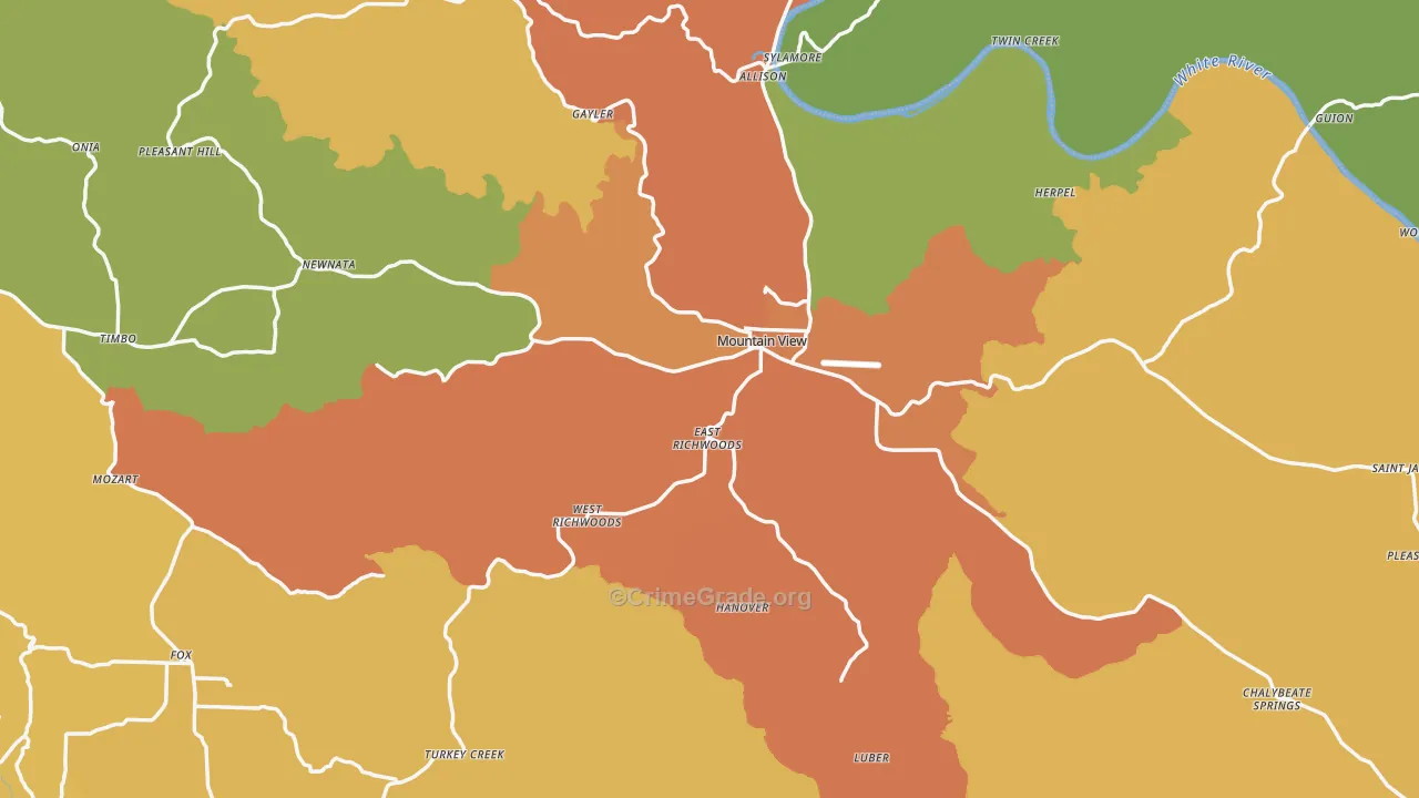 Stone County, AR Map of Burglary Rates