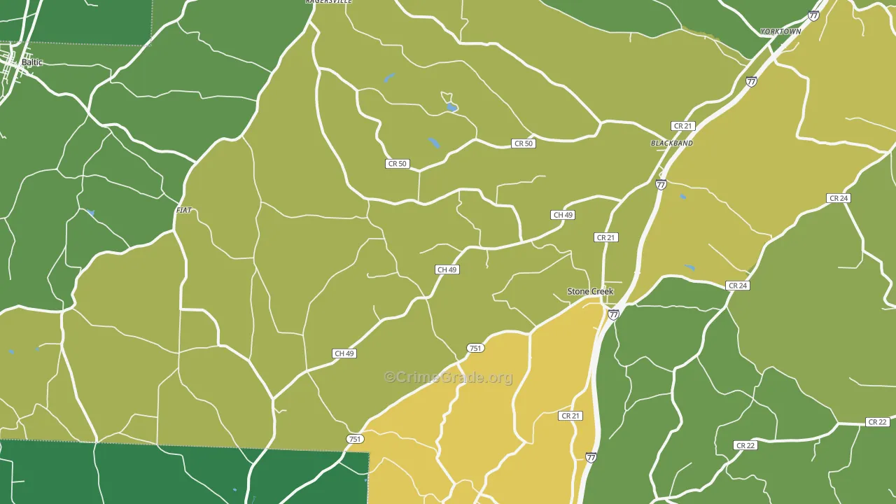 Stone Creek, OH Map of Burglary Rates