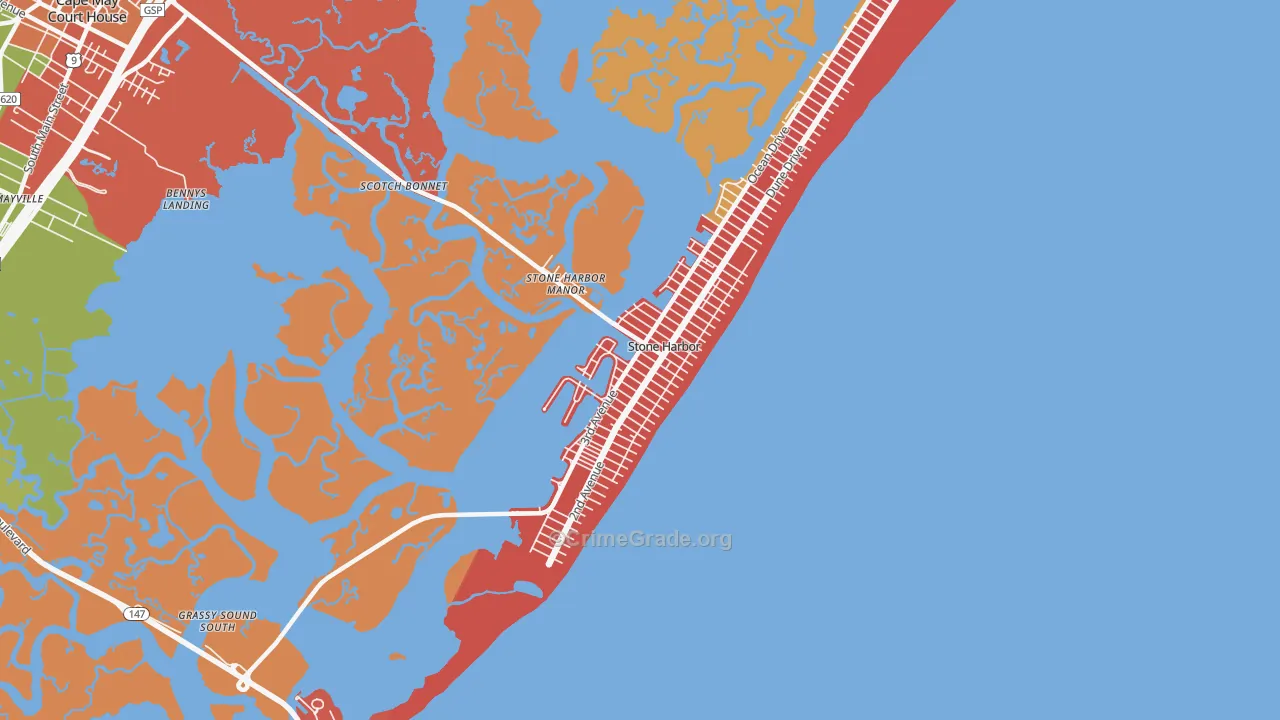 Stone Harbor, NJ Map of Burglary Rates