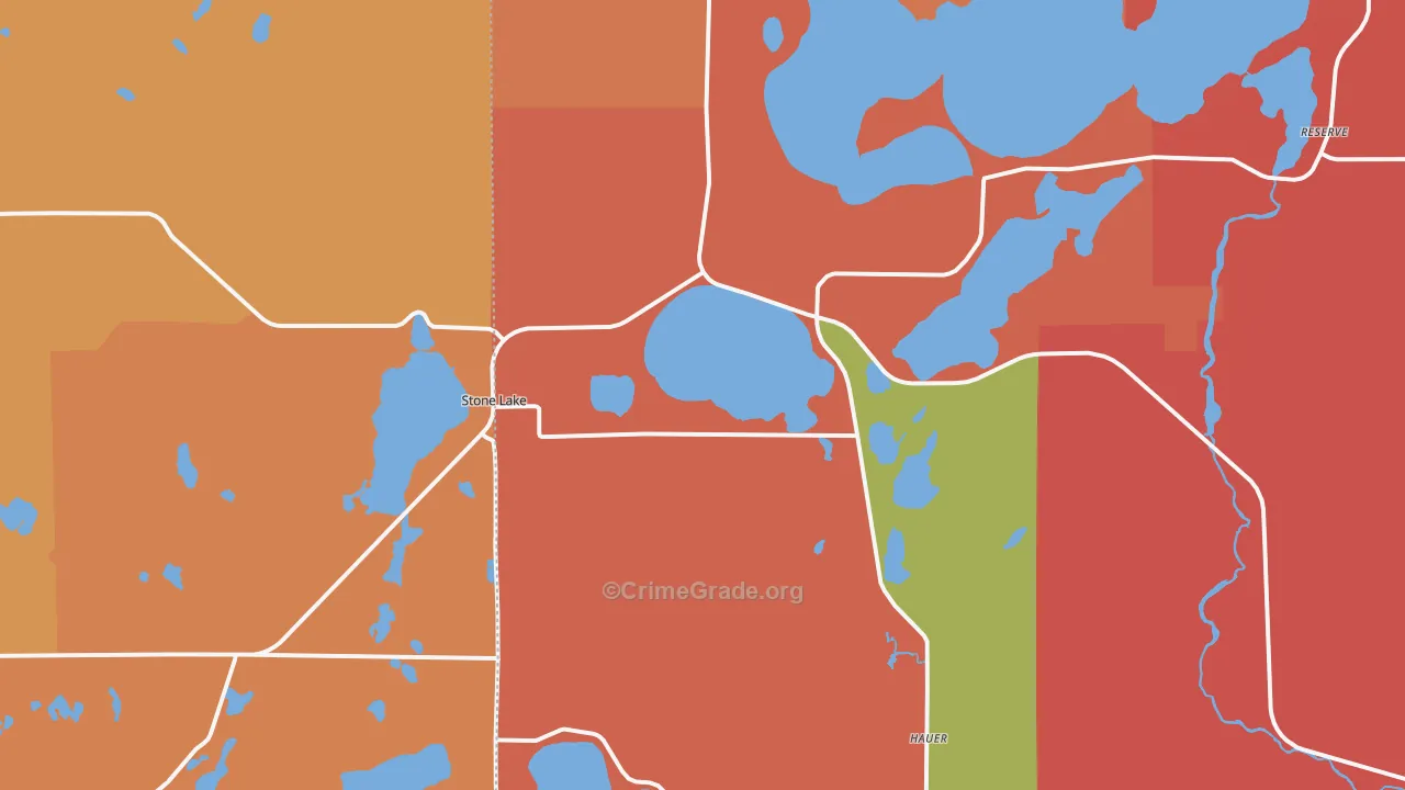 Stone Lake, WI Map of Burglary Rates