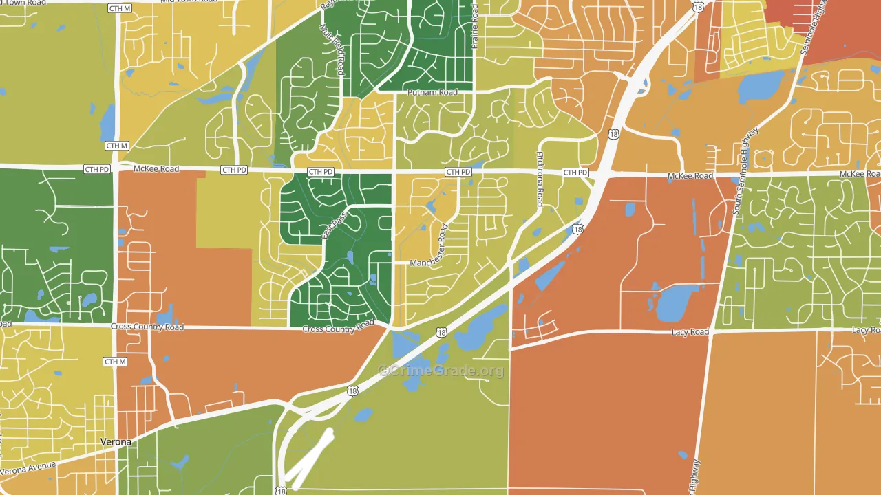 Stone Meadows, Madison, WI Map of Burglary Rates