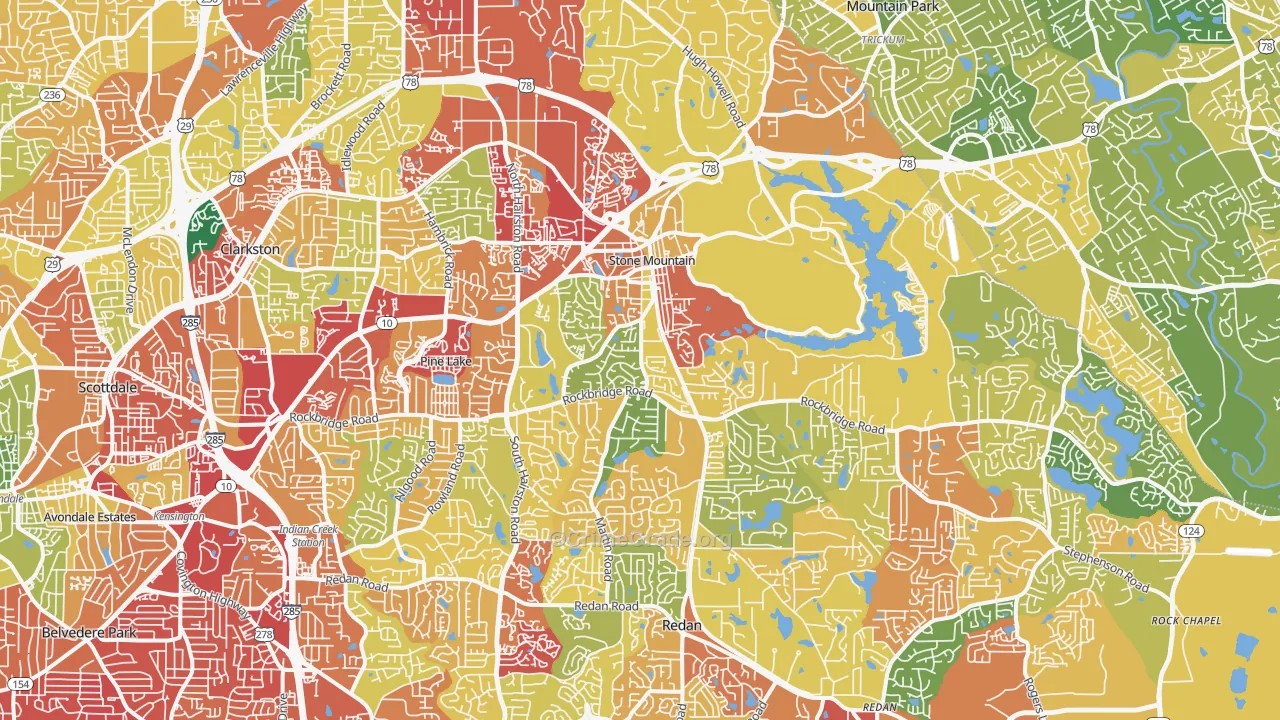 Stone Mountain, GA Map of Burglary Rates
