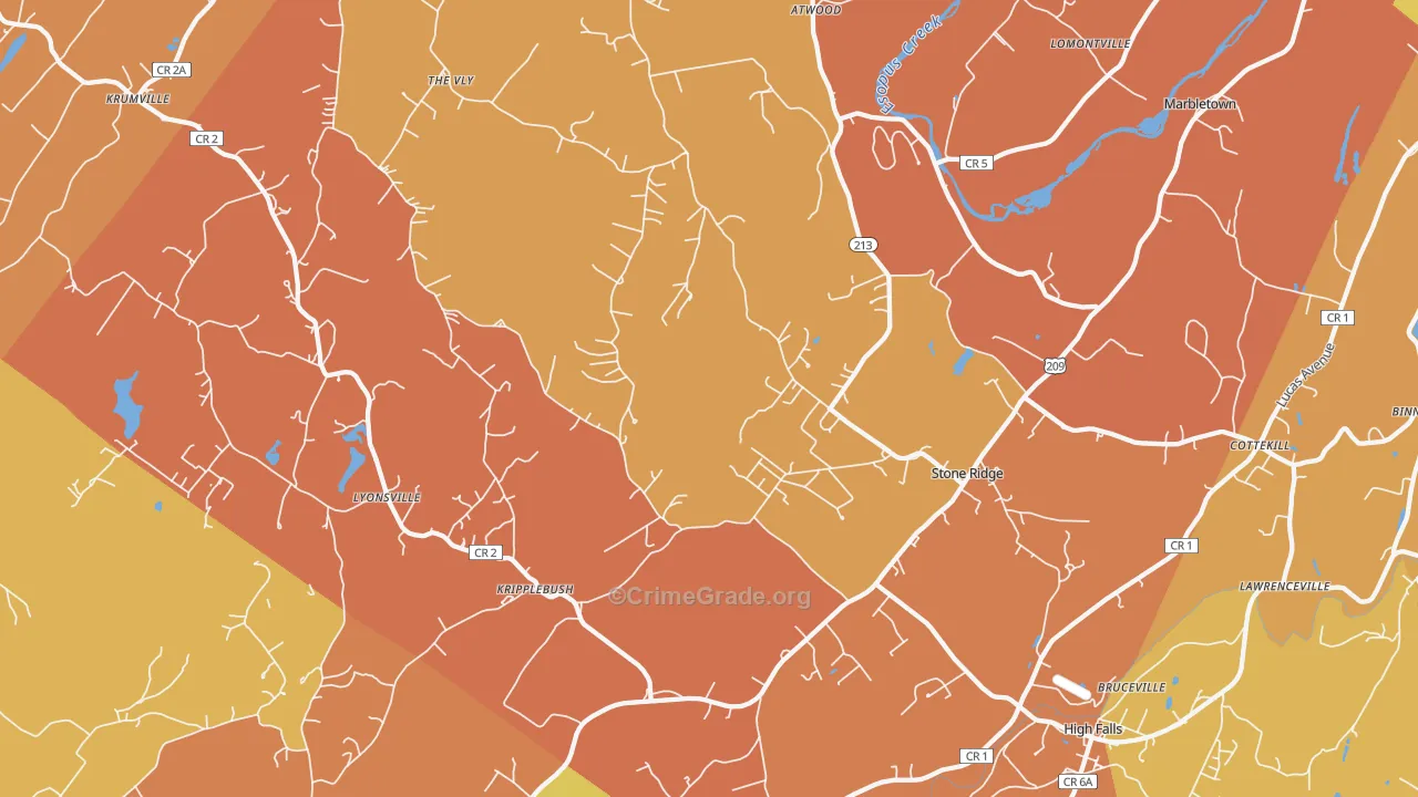Stone Ridge, NY Map of Burglary Rates