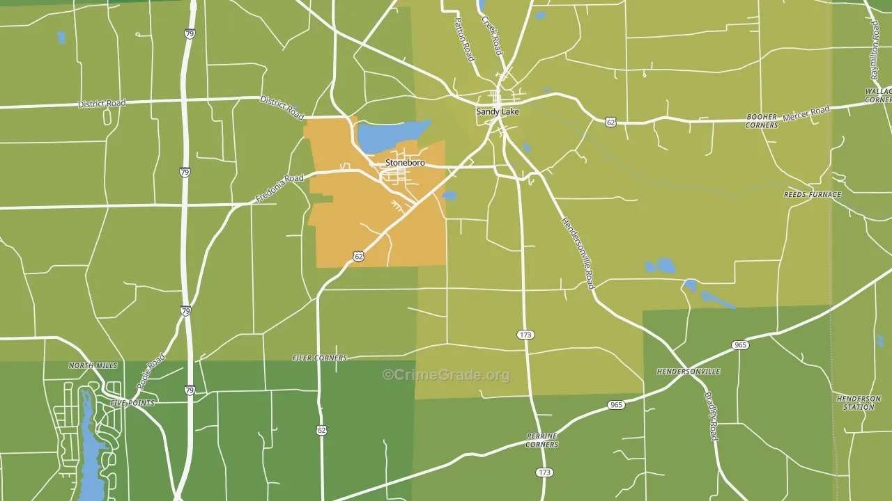 Stoneboro, PA Map of Burglary Rates