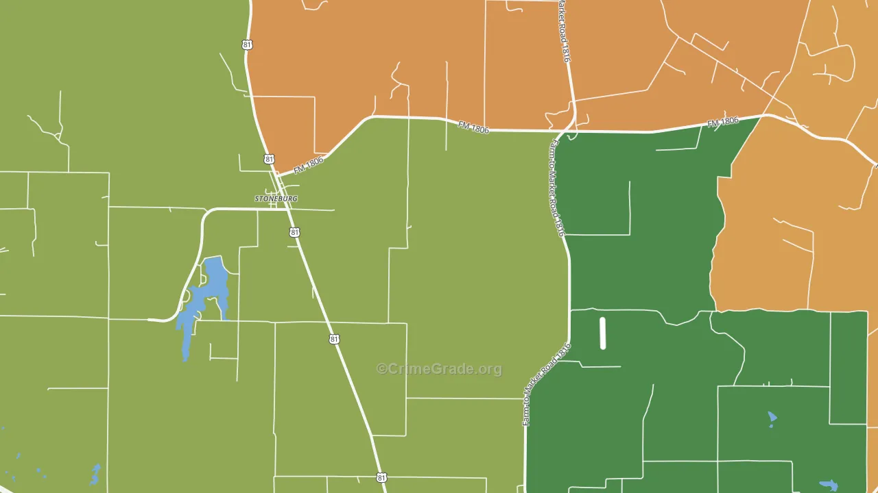 Stoneburg, TX Map of Burglary Rates